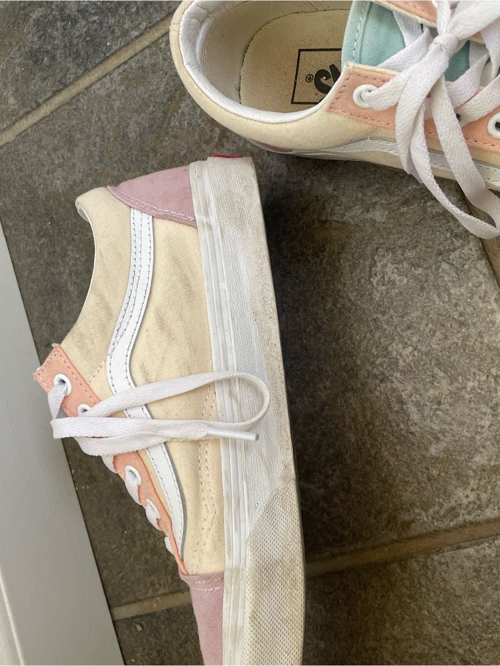 Vans Women's Pastel Pink Peach Mint Low-Top Sneakers - Picture 2 of 3